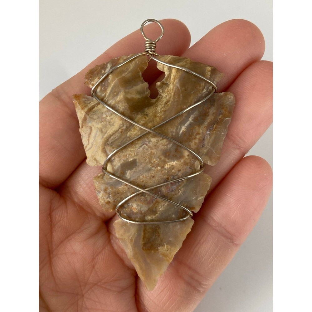 Handcrafted Brown Agate Arrowhead Pendant Necklace